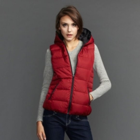 Jackets & Blazers - Hooded Down Vest by VANCL Burgundy  M